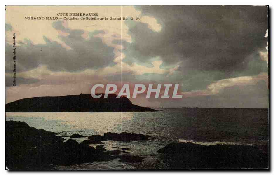 Côte d'Émeraude — Zonsondergang op het Grand Bé — G. F. (Saint-Malo)