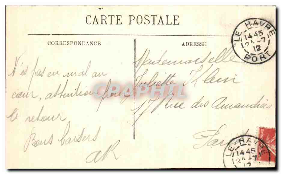 CPA Le Havre Pendant la Tempete Phare Lighthouse — Rückseite