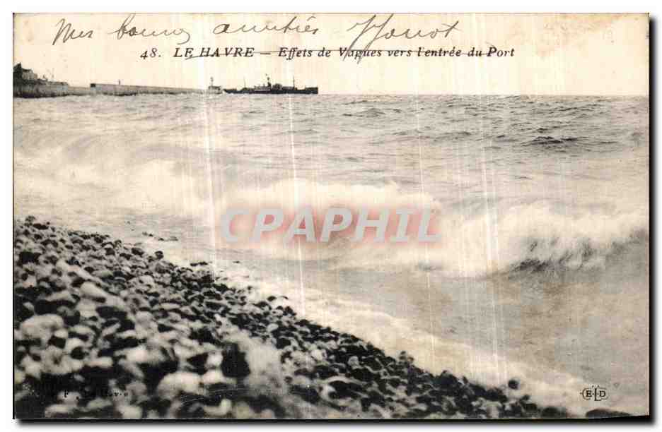 CPA Le Havre Effets de Vagues vers Eentree du Port