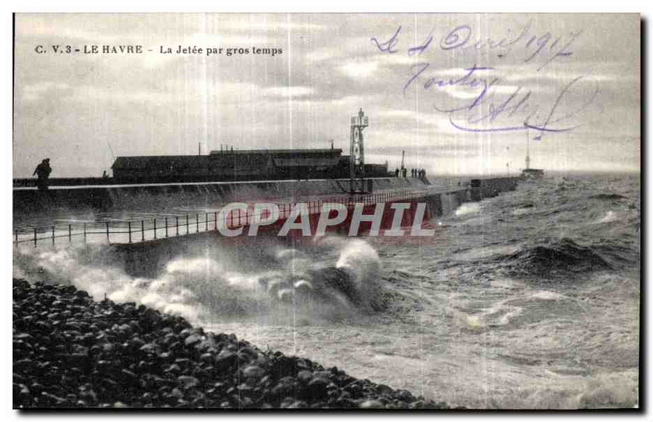 CPA La Havre La Jetee par gros temps