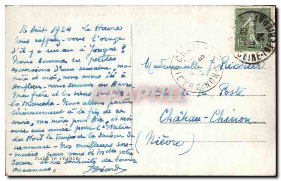CPA La Nouvelle Entree Du Havre Par Clair De Lune Bateau Phare Lighthouse — Rückseite