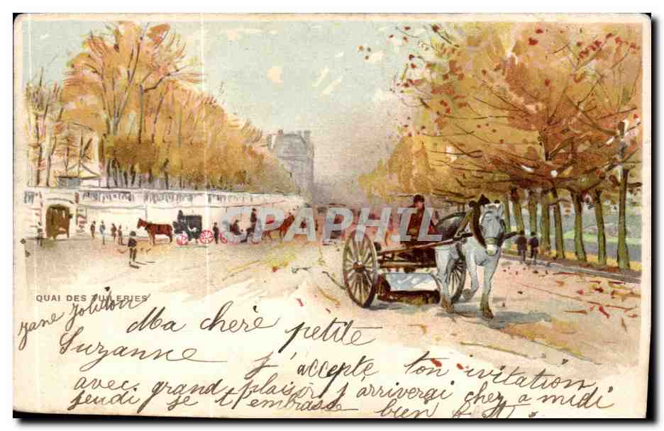 CPA Paris Quai des Tuileries Cheval Horse 