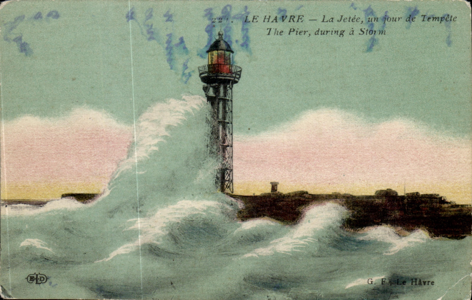 CPA Le Havre La Jetee un jour de Tempete The Pier during a Storm