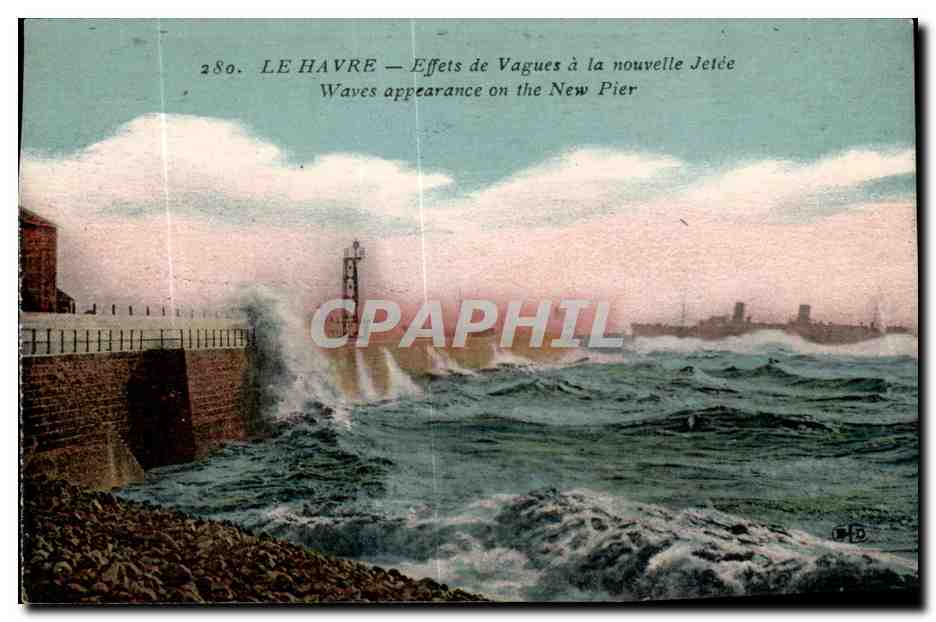 CPA Le Havre Effets de Vagues a la nouvelle Jetee Waves appearance on the New Pier