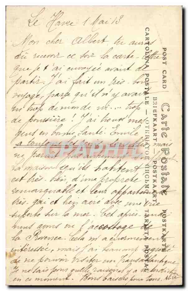 CPA Le Havre Cap de la Heve Les Falaises  — Rückseite