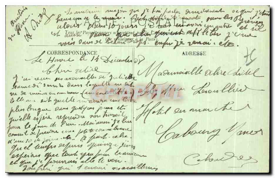 CPA Le Havre Eboulement de la Falaise — Rückseite