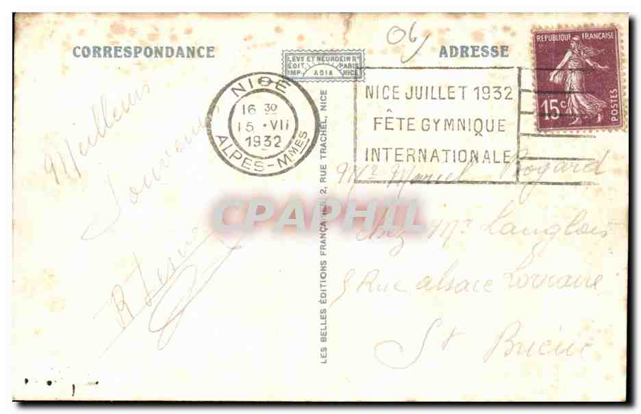 CPA Nice La Promenade des Anglais et la Palais de la Jetee — Rückseite