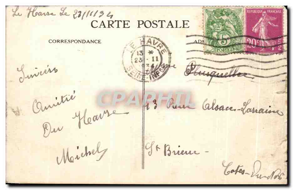 CPA Le Havre La Plage et Fort vues du Carina — Rückseite