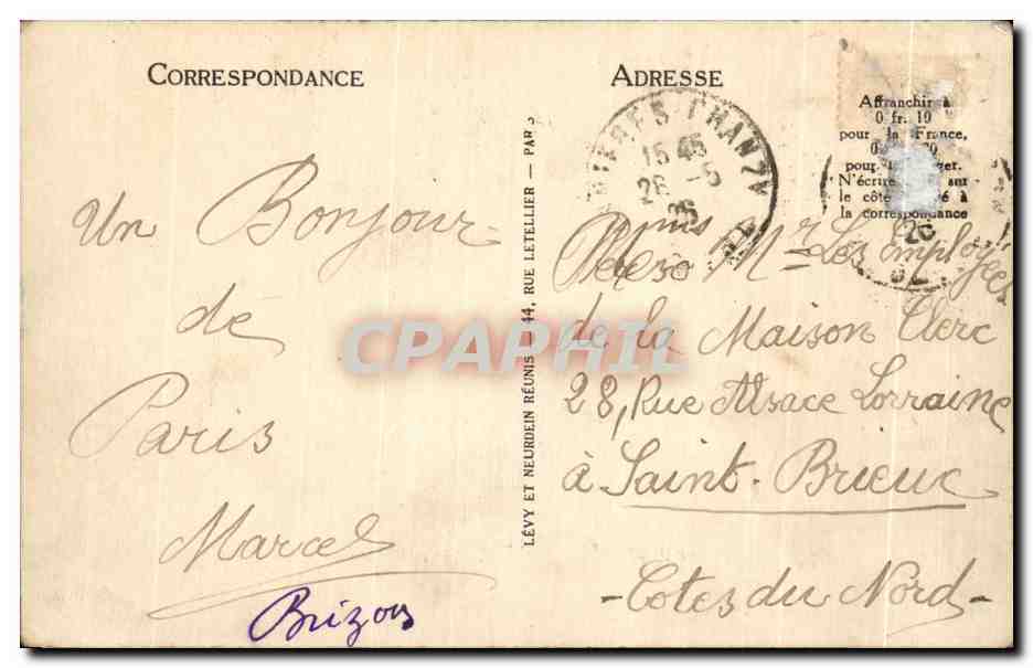 CPA Paris Avenue de l Opera prise du grand hotel du Louvre — Verso
