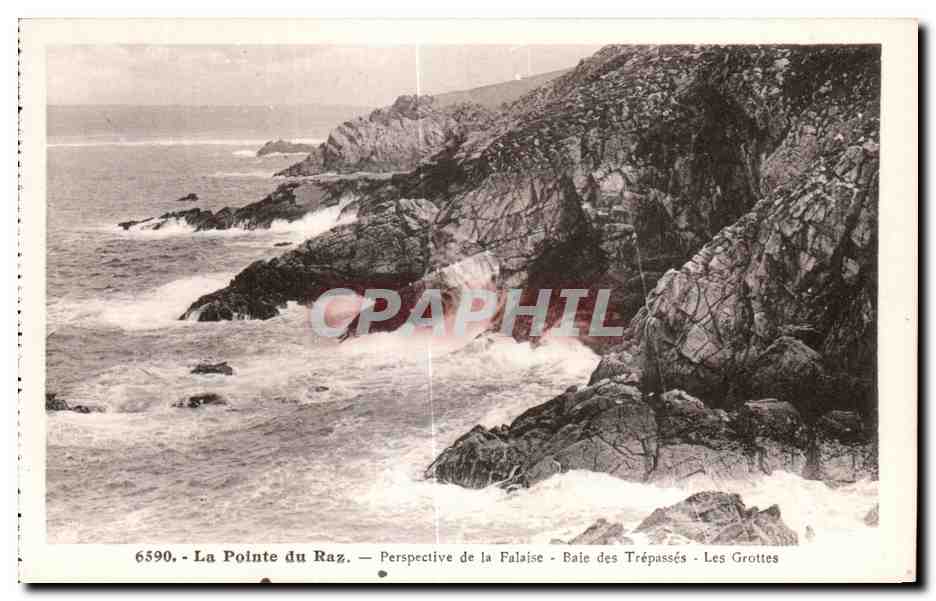 La Pointe du Raz — Perspective de la Falaise - Bale des Trépassés - Les Grottes — Collection Vilarard Quimper