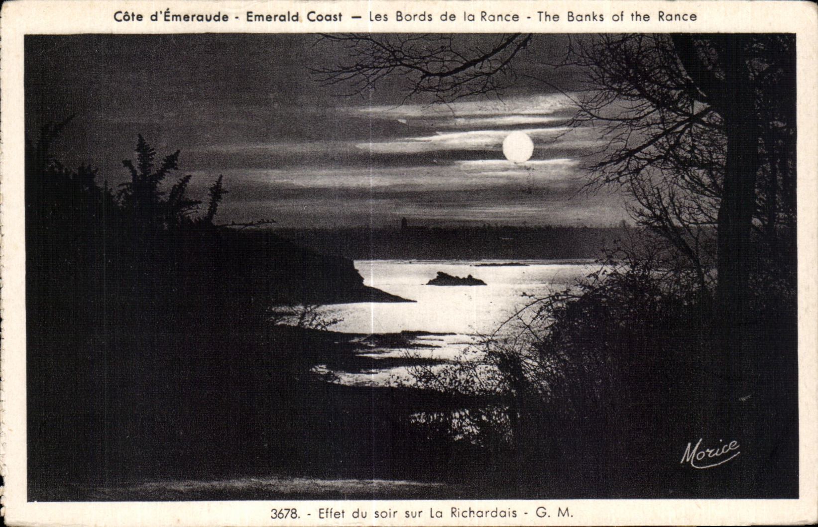 Côte d'Émeraude - Emerald Coast — Les Bords de la Rance — Effet du soir sur La Richardais — G. M. — Morice — n° 3678