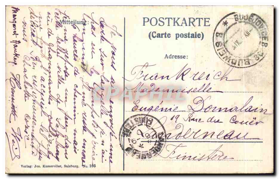 CPA Salzburg von Miilln — Rückseite