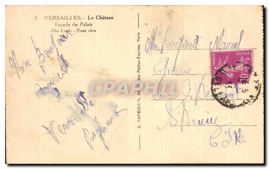 CPA Versailles Es Le Chateau Facade du Palais  — Verso