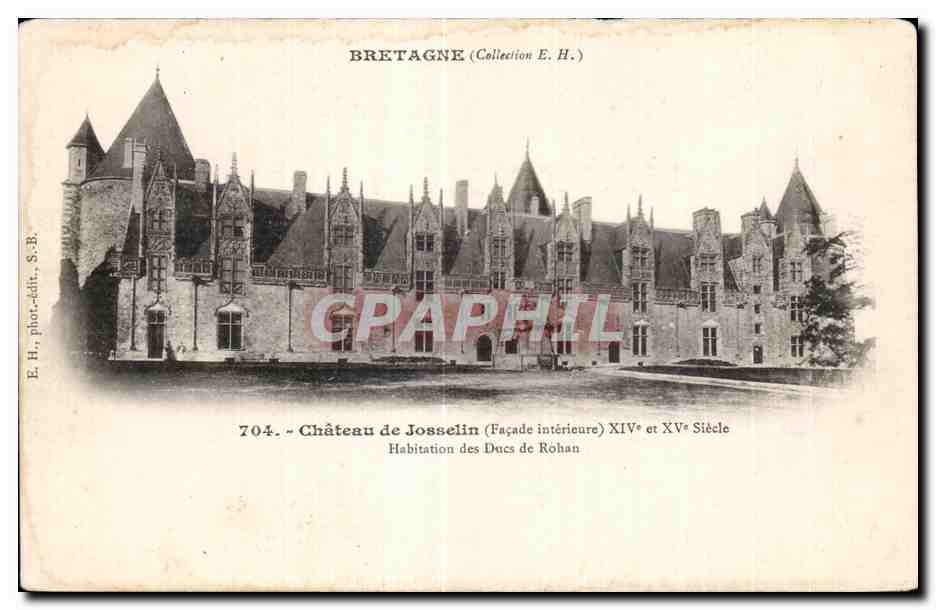 Château de Josselin — Façade intérieure XIVe et XVe siècle — E.H. phot.-édit. S.B.