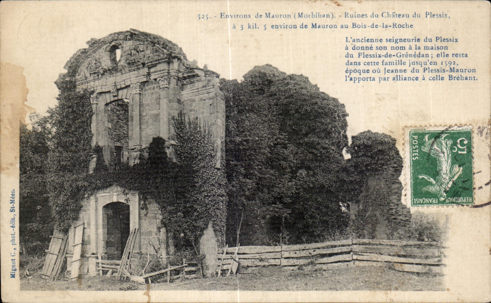 CPA Environs de Mauron (Morbihan) Ruines du Chateau du Plessix