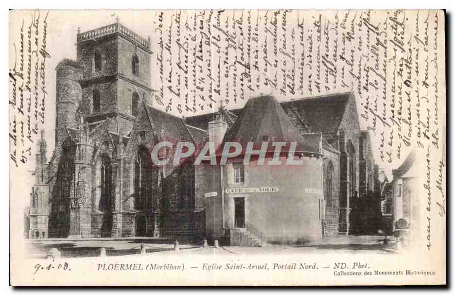 CPA Ploermel (Morbihan) Eglise Saint Armel Portail Nord
