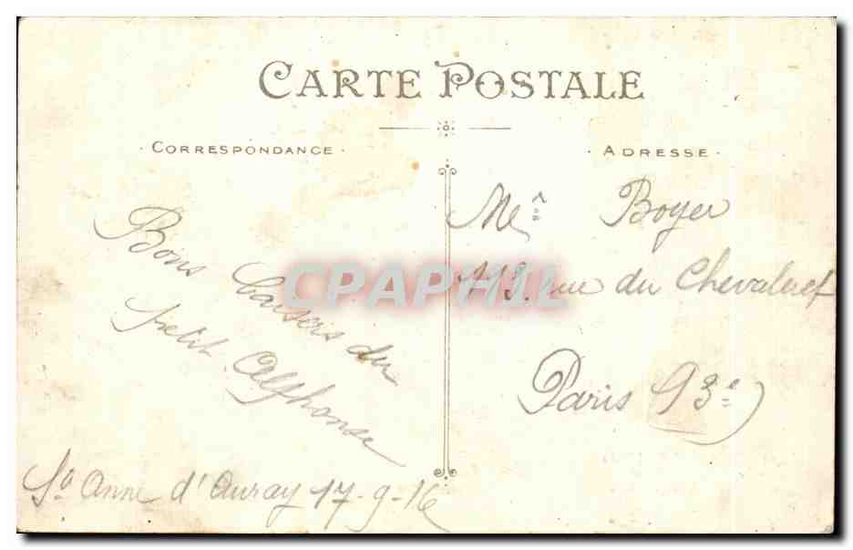 CPA ste Anne d Auray Le Musee Nicolazic et le Clocber de la Basitique — Verso