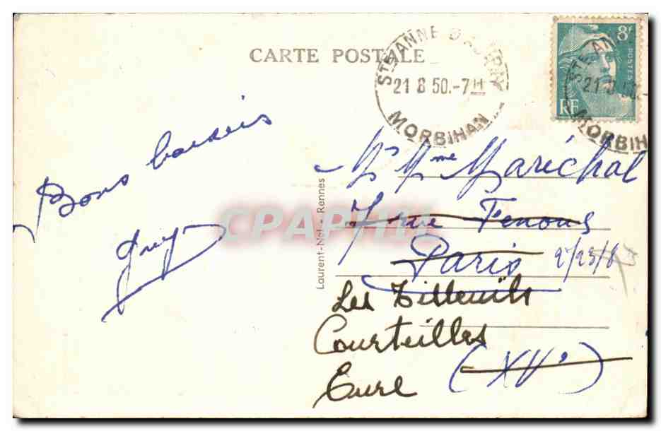 CPA Sainte Anne D Auray Monument eleve a la Memoire des Bretons morts a la Guerre — Verso