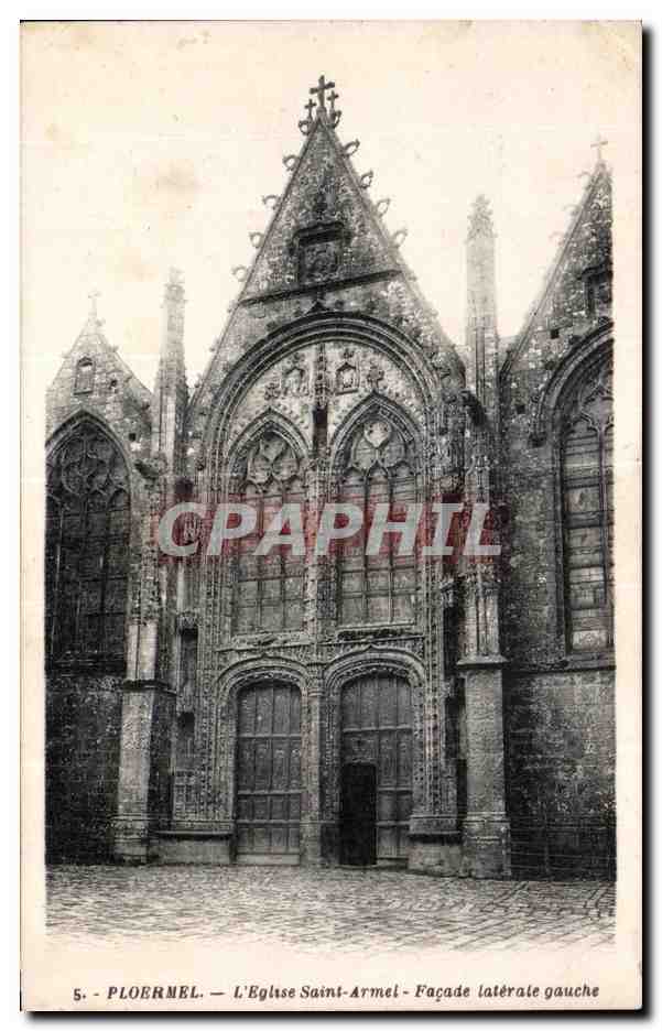 CPA Ploermel L Eglise Saint Armel Facade Laterale Gauche
