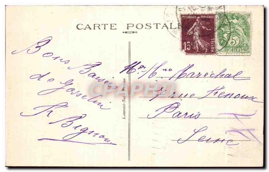 Colonne des Trente, à mi chemin de Ploermel à Josselin — éditeur inconnu, n° de série non visible — Verso