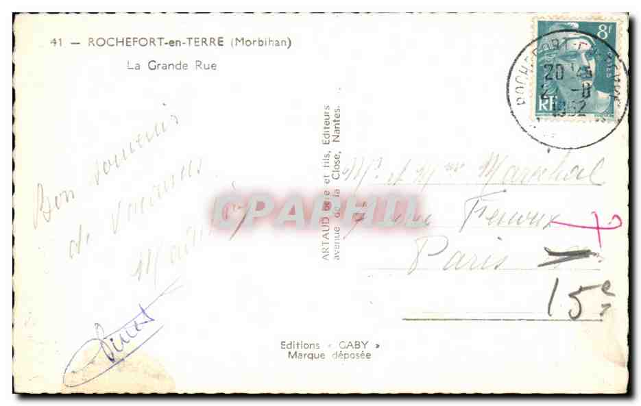 CPA Rochefort en Terre La Grands Rue — Rückseite