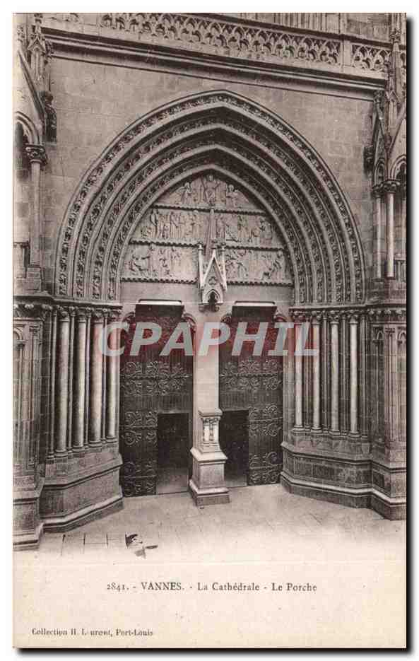 VANNES - La Cathédrale - Le Porche - Collection H. Laurent, Port-Louis