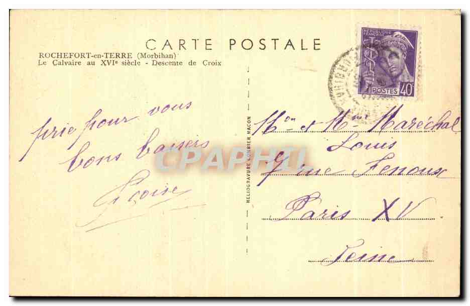 CPA Rochefort La Calvaire au XVI siecle Descente de Croix — Rückseite