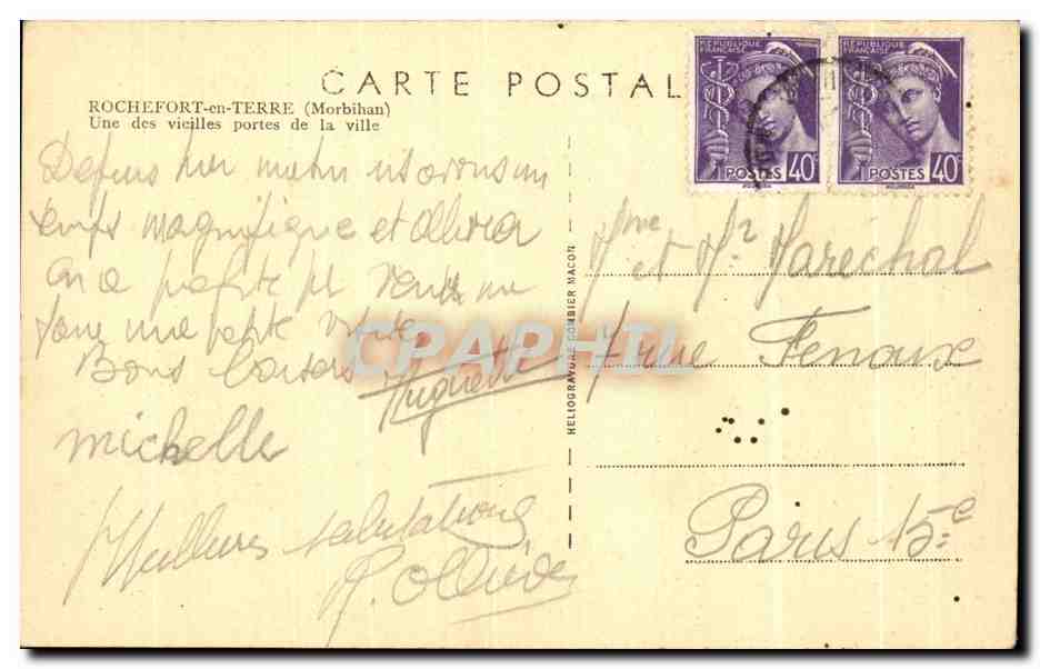 CPA Rochefort en Terre Une Des Vieilles Portes de La Ville — Rückseite
