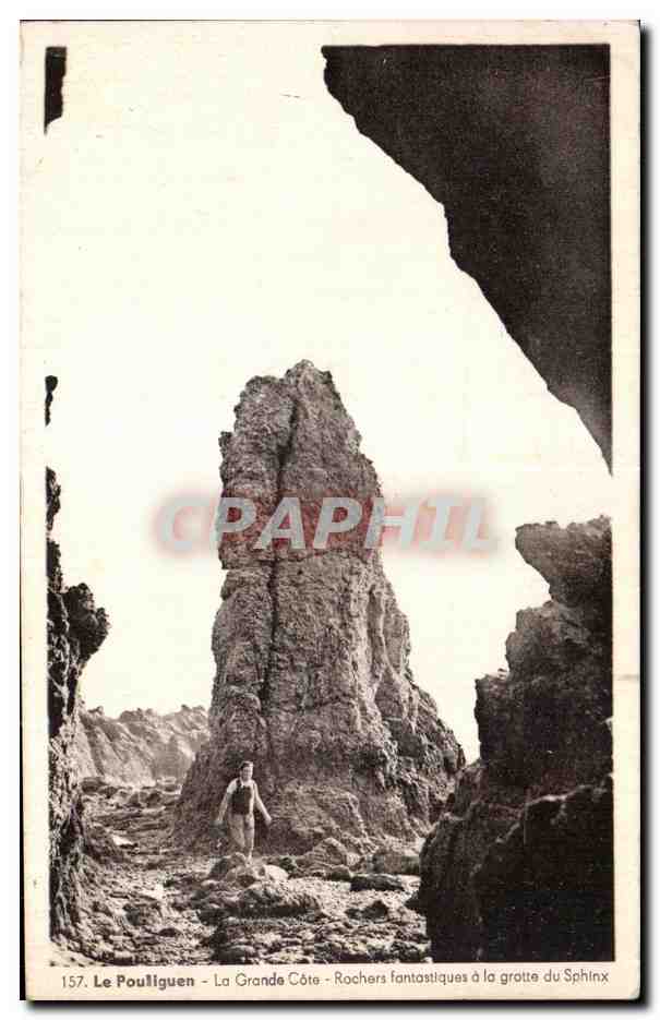 Le Pouliguen - La Grande Côte - Rochers fantastiques à la grotte du Sphinx