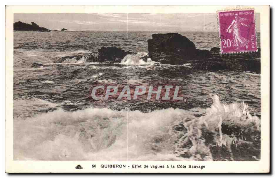 CPA Quiberon Effet de Vagues a la Cote Sauvage