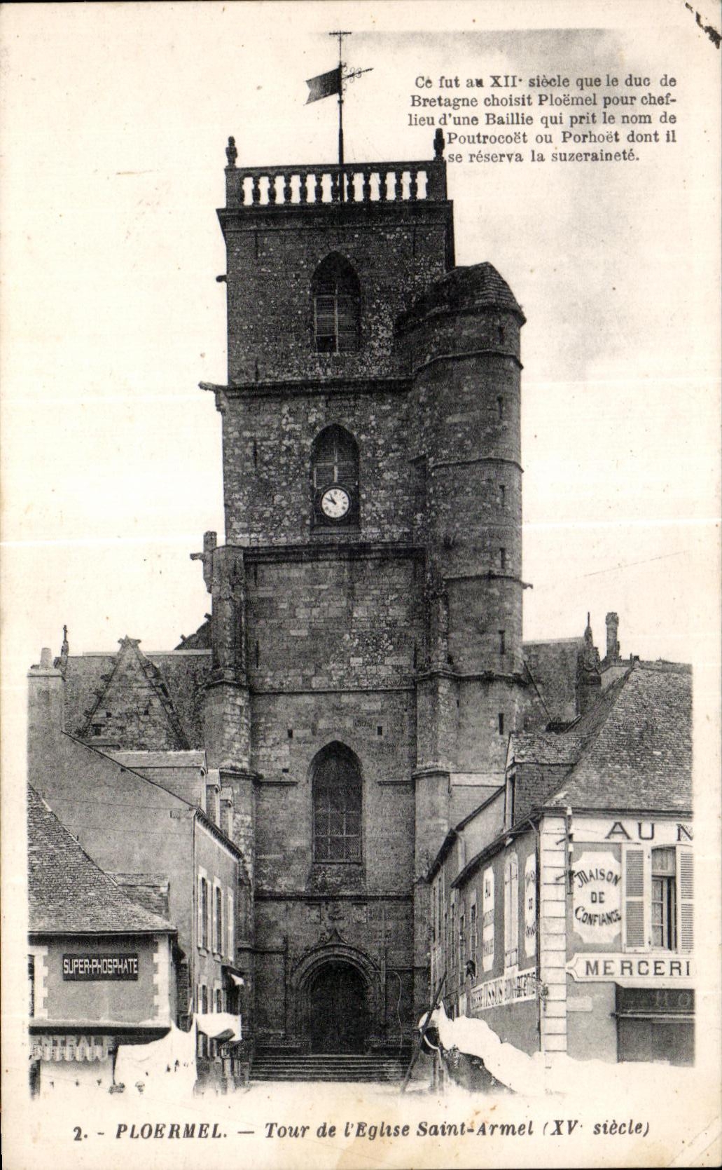 PLOERMEL — Tour de l'Église Saint-Armel (XVᵉ siècle) — G. Arlaud, Nantes