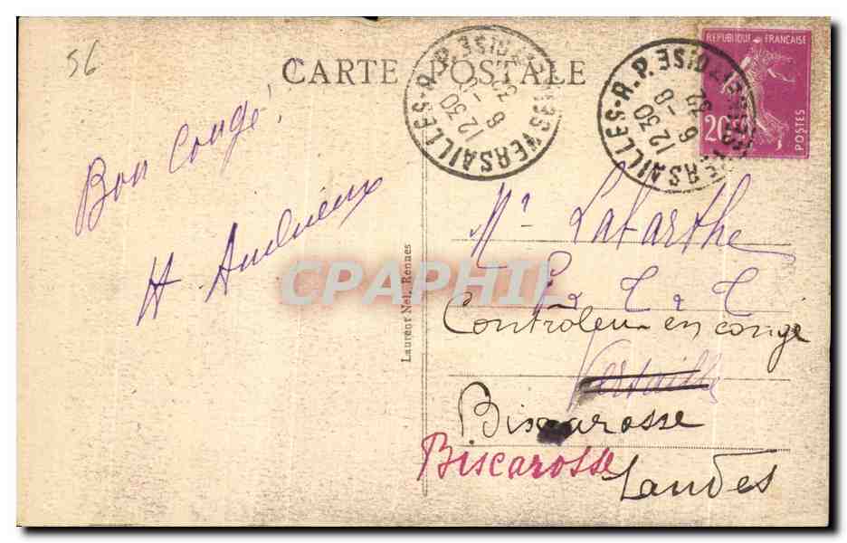 Presqu'île de Quiberon — Arche de la Grotte de Kergroix — n° 2850 — Verso