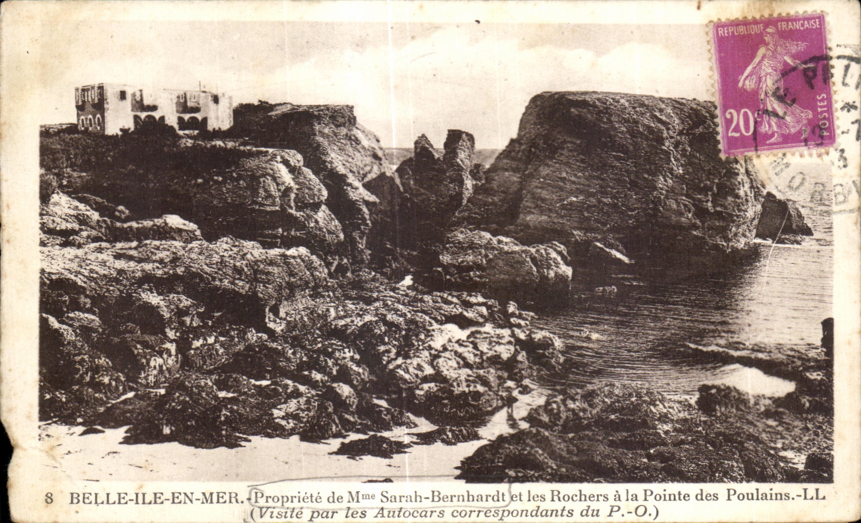 Belle-Île-en-Mer — Propriété de Mme Sarah-Bernhardt et les Rochers à la Pointe des Poulains — LL