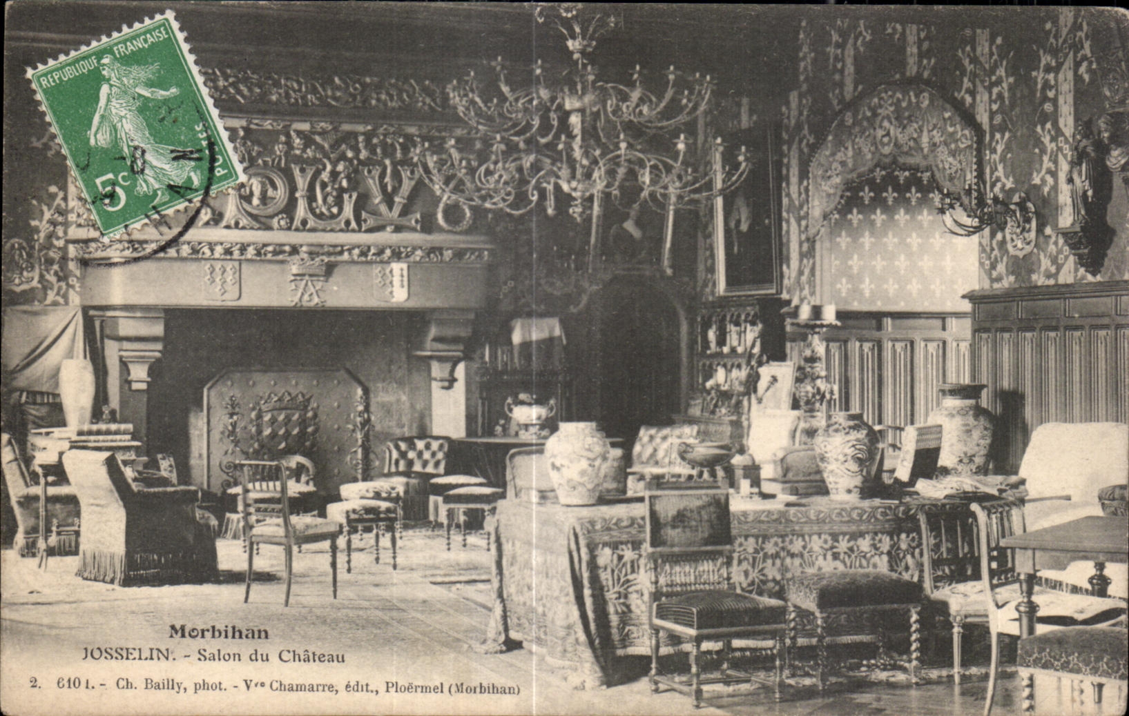 Joscelin — Salon du Château — Ch. Bailly, phot. — V°e Chamarre, édit., Ploërmel (Morbihan)