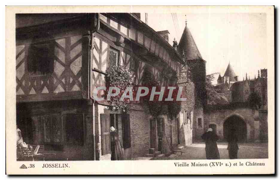 Josselin — Vieille Maison (XVIe s.) et le Château — G. D'S Arts Photomécaniques, Strasbourg
