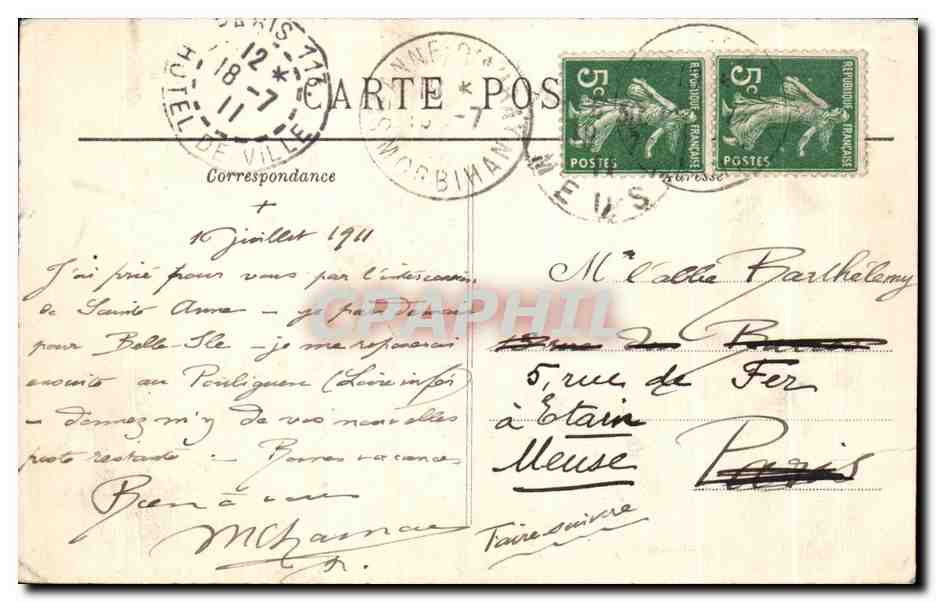 CPA Sainte Anne d Auray La Basilique et Ia Place — Verso