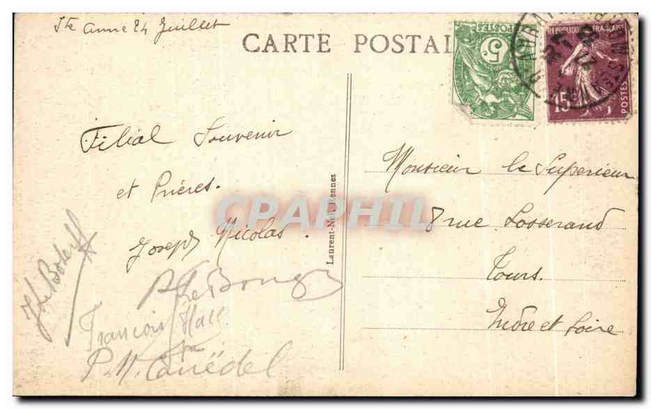 CPA Ste Anne D Auray Pelerinage d Hommes Pelerins attendant la formation de la Procession — Verso