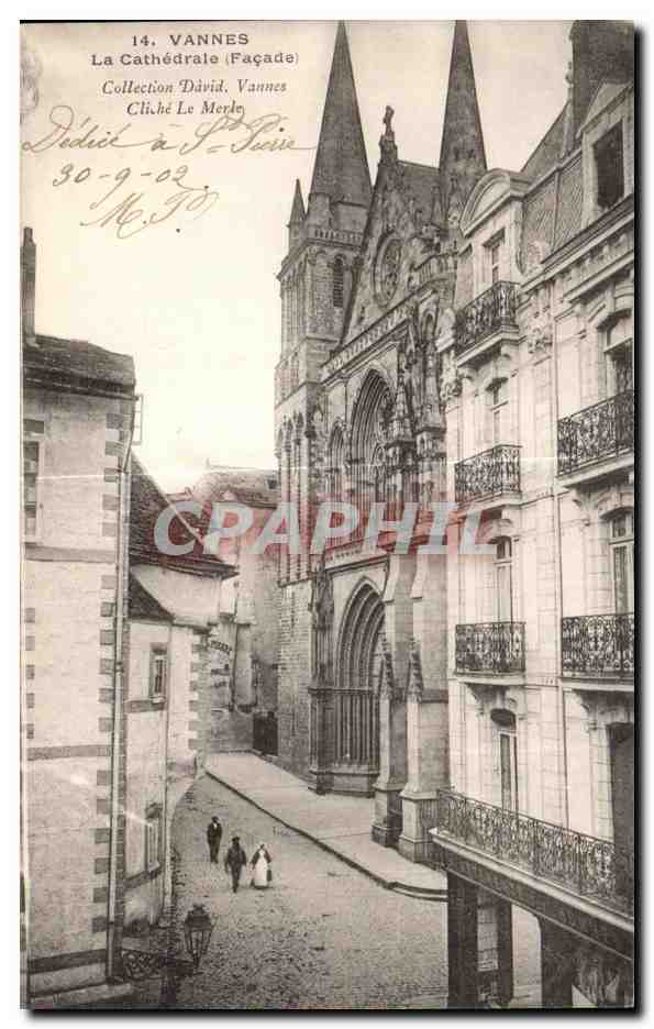 VANNES — Die Kathedrale (Fassade) — Cliché Le Merle, Sammlung Dávid