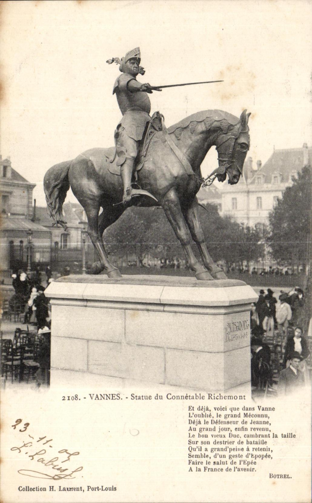 CPA Vannes Statue du Connetable Richemont Cheval Horse