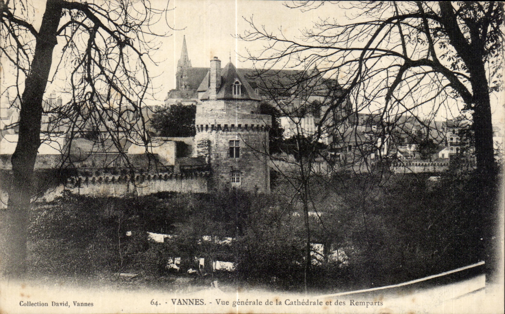 VANNES - Vue générale de la Cathédrale et des Remparts — Collection David, Vannes, n° 64