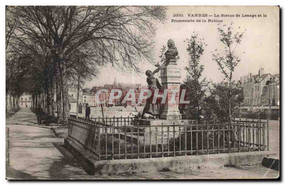 CPA Vannes La Statue de Lesage et la Promennade de la Rabine