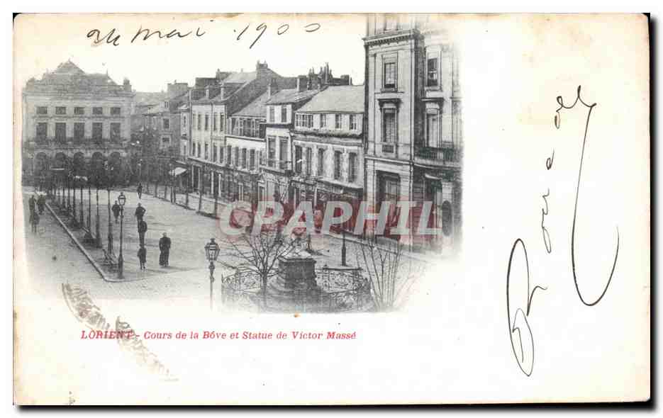 CPA Lorient Cours de la Bove et Statue de Victor Masse