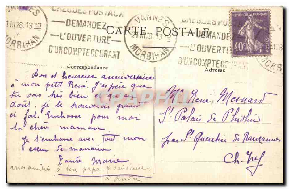 CPA Lorient L Eglise de Kerentrech Artaud et nozals Nantes — Rückseite