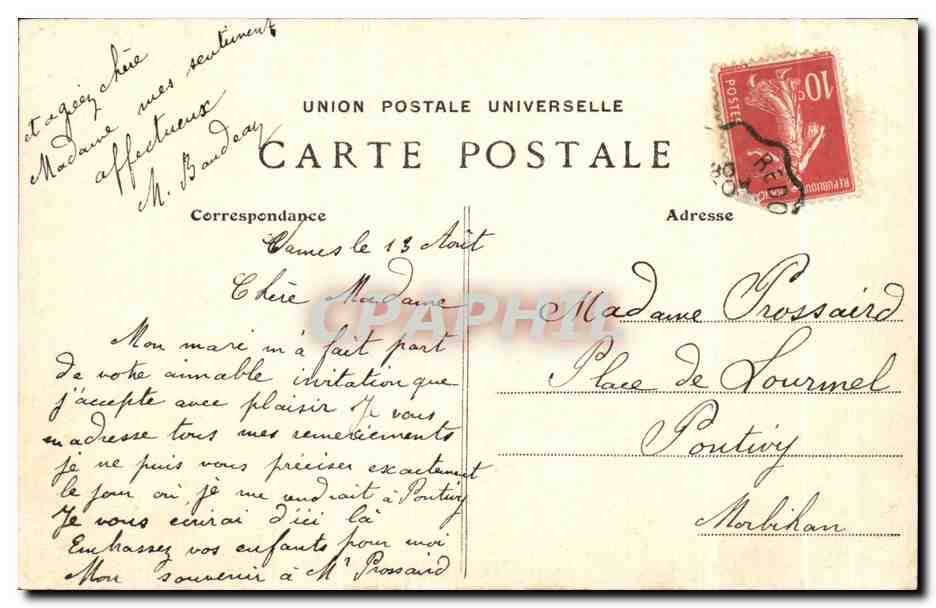 CPA Vannes Vue generale La Place de l Hotel de Ville — Rückseite