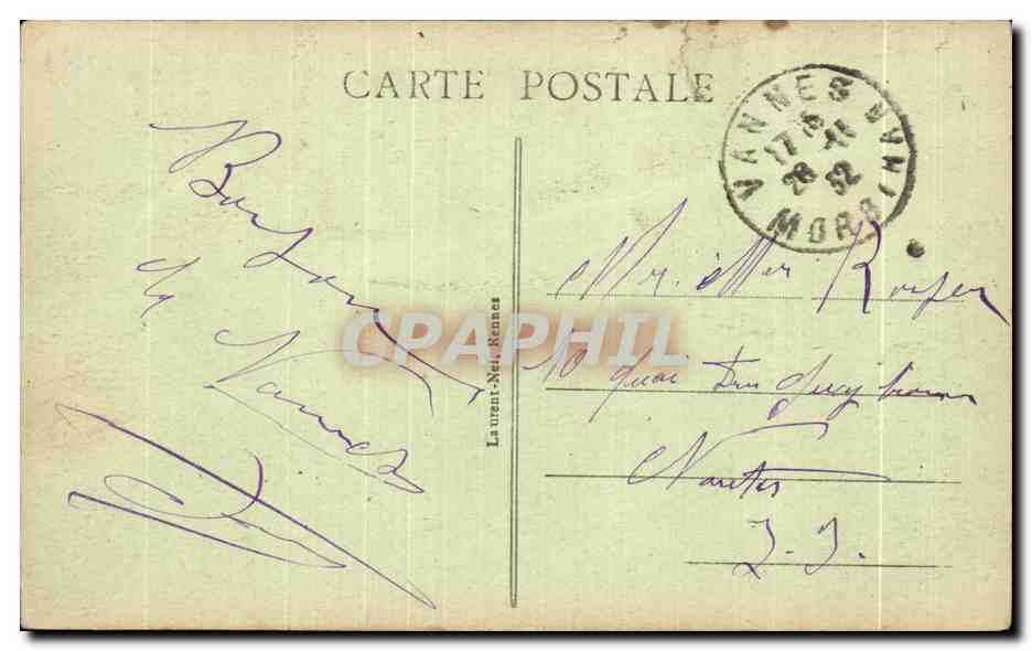 CPA Vannes Le Port es La Rabine Bateau Voilier — Rückseite