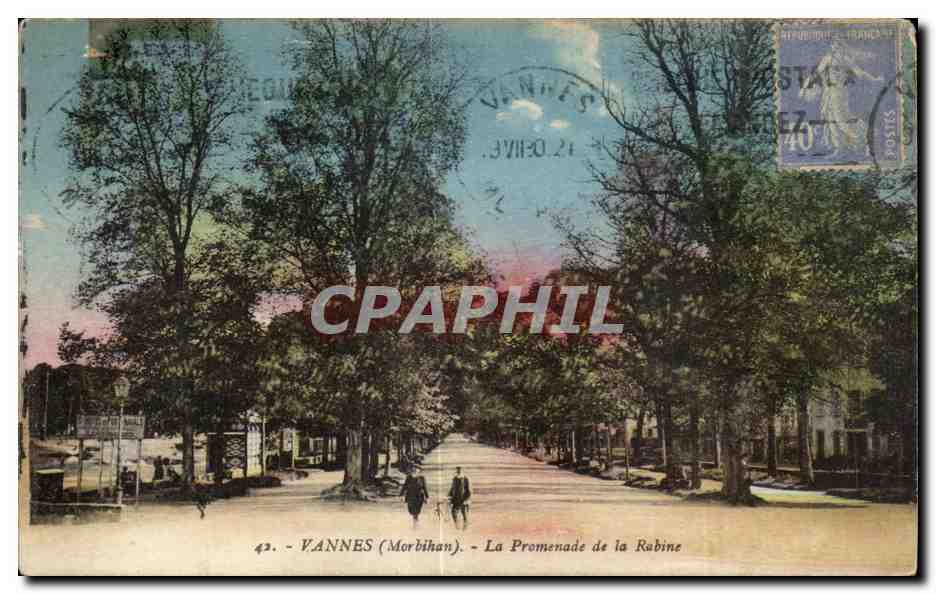 VANNES (Morbihan) — La Promenade de la Rabine — J. Nozais édit., 18, Avenue du Gareau, Nantes