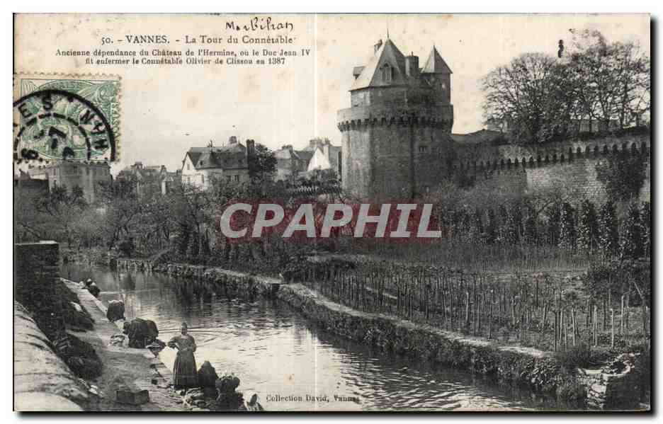 VANNES - La Tour du Connétable — Ancienne dépendance du Château de l'Herminé, où le Duc Jean IV fit enfermer le Connétable Olivier de Clisson en 1387 — éditeur MonBihan