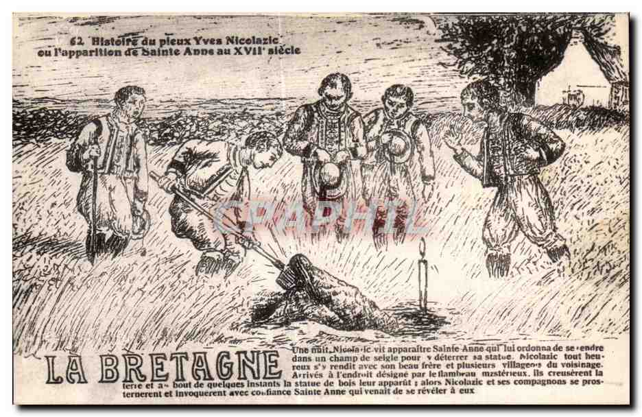 CPA Histoire du pleux Yvea nicolazic ou l apparition Sainte Anne au XVII Siecie La Bretagne Une unit nicoin ic vit apu