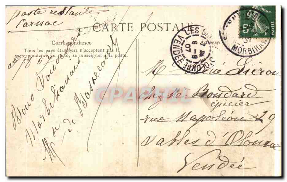 CPA Sainte Anne D Auray Maison Nicolazic — Verso