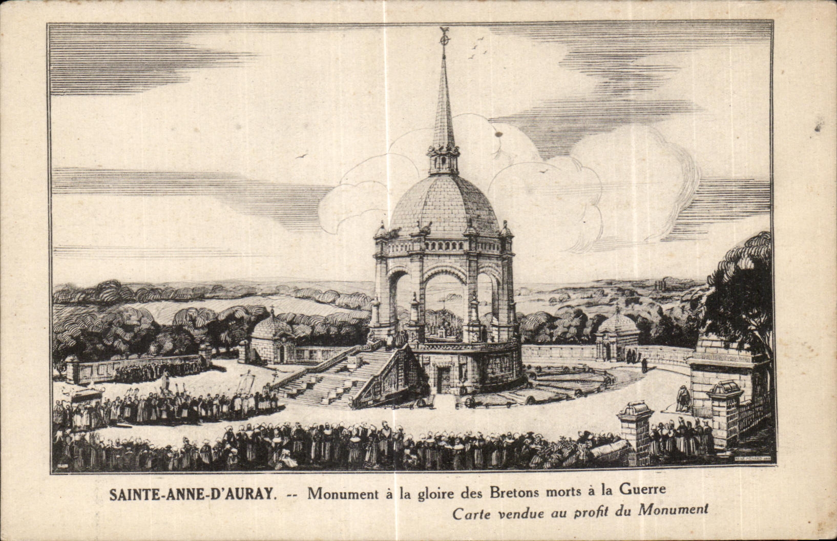 CPA Sainte Anne D Auray Monument a la gloire des Bretons morts a la Guerre Carte vendue au profit du Monument